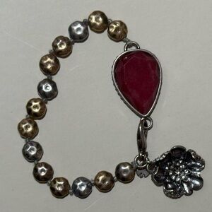 Lucky Brand Red Gem Gold and Silver Bracelet Excellent Condition